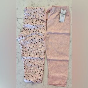 NEW WITH TAGS!! BabyGap 2-pack Organic Cotton Pink Pull-On Pants. Size 12-18M